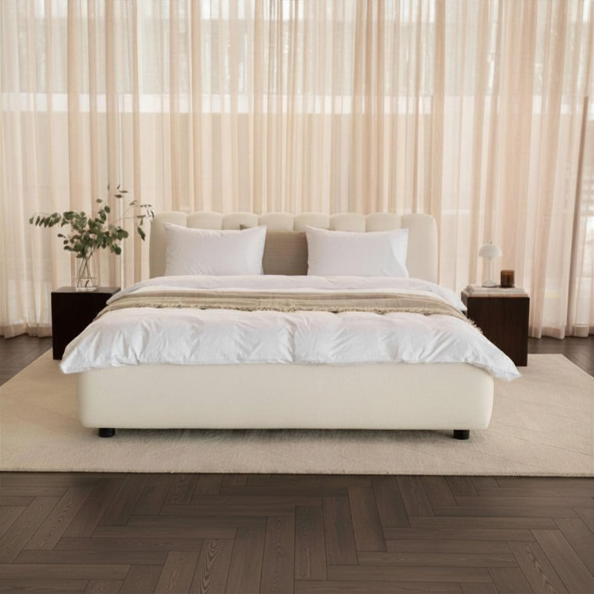 City Frame Bed. Stripe Headboard