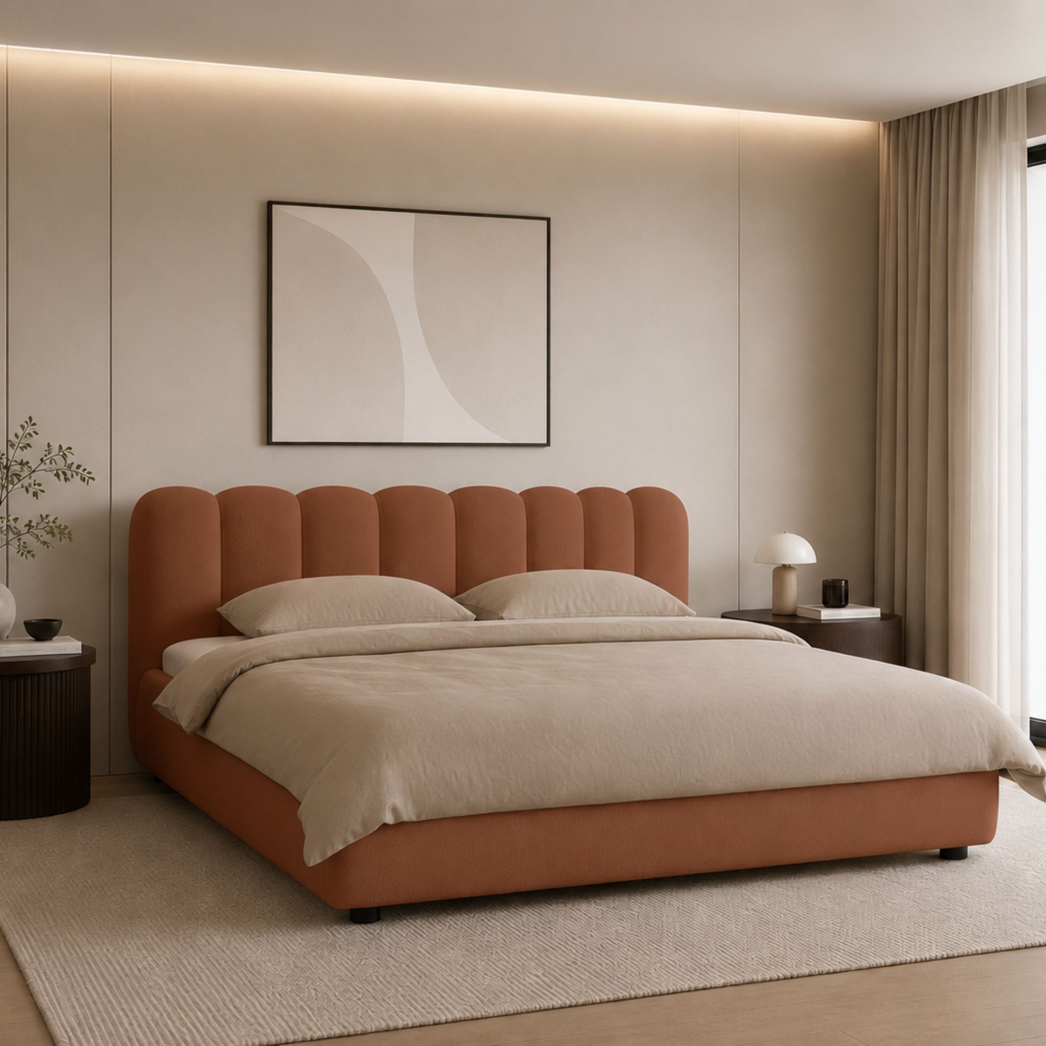 City Storage Bed. Stripe Headboard