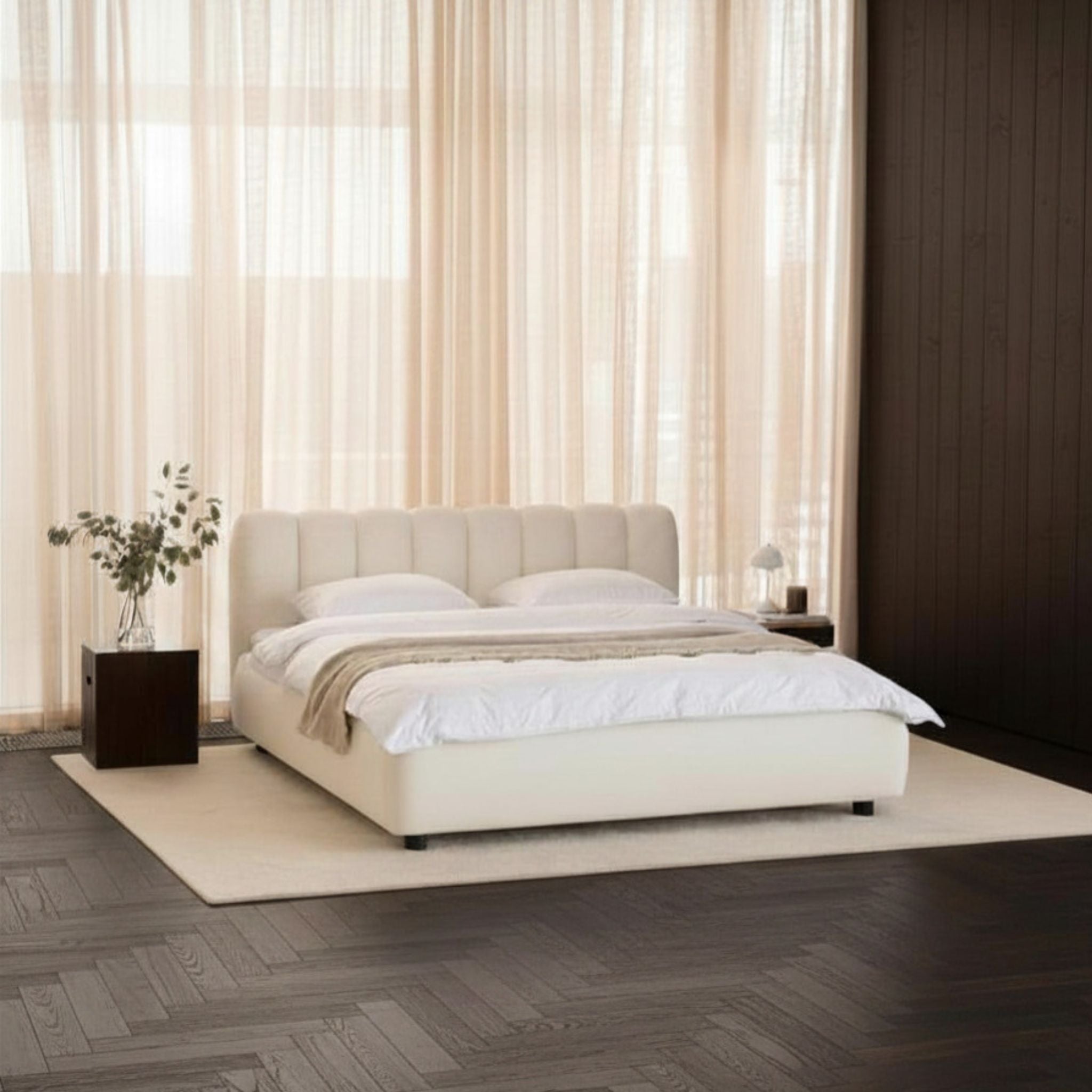 City Frame Bed. Stripe Headboard