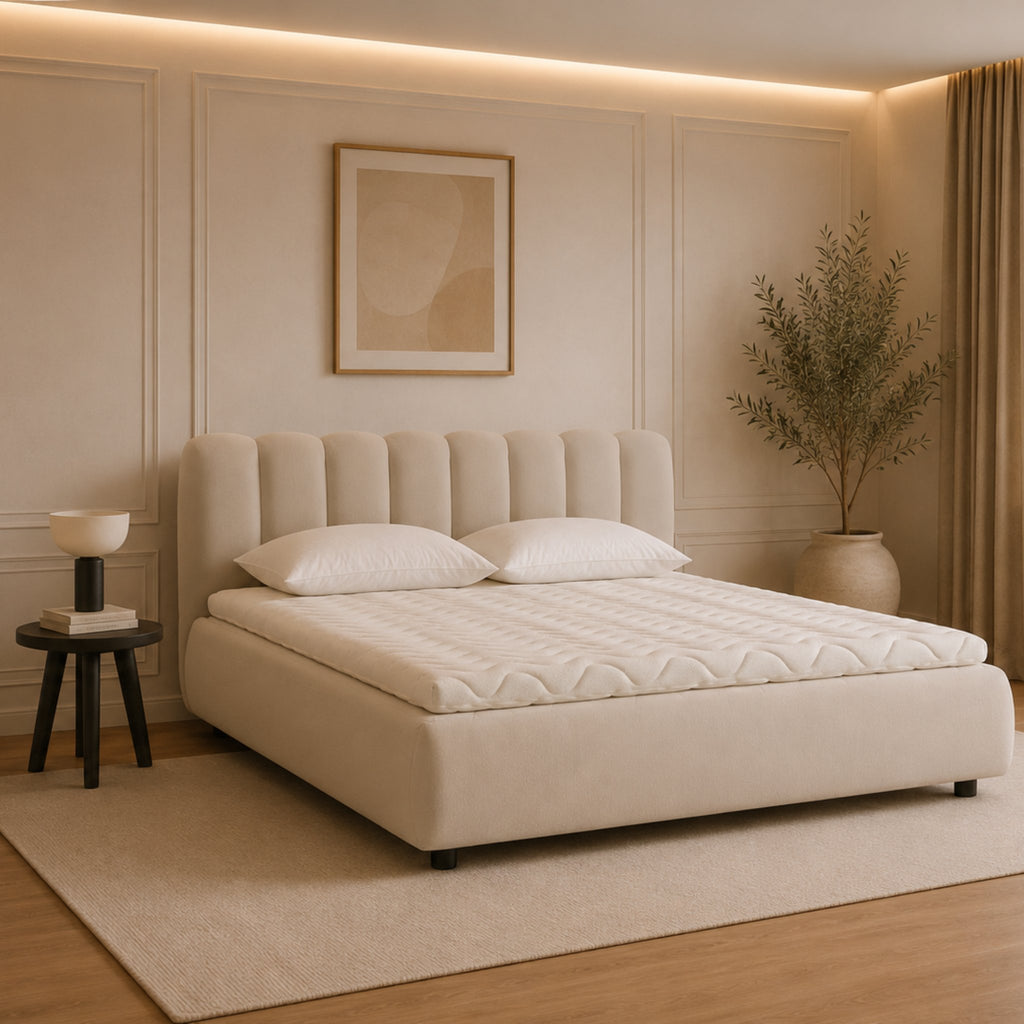 City Frame Bed. Stripe Headboard