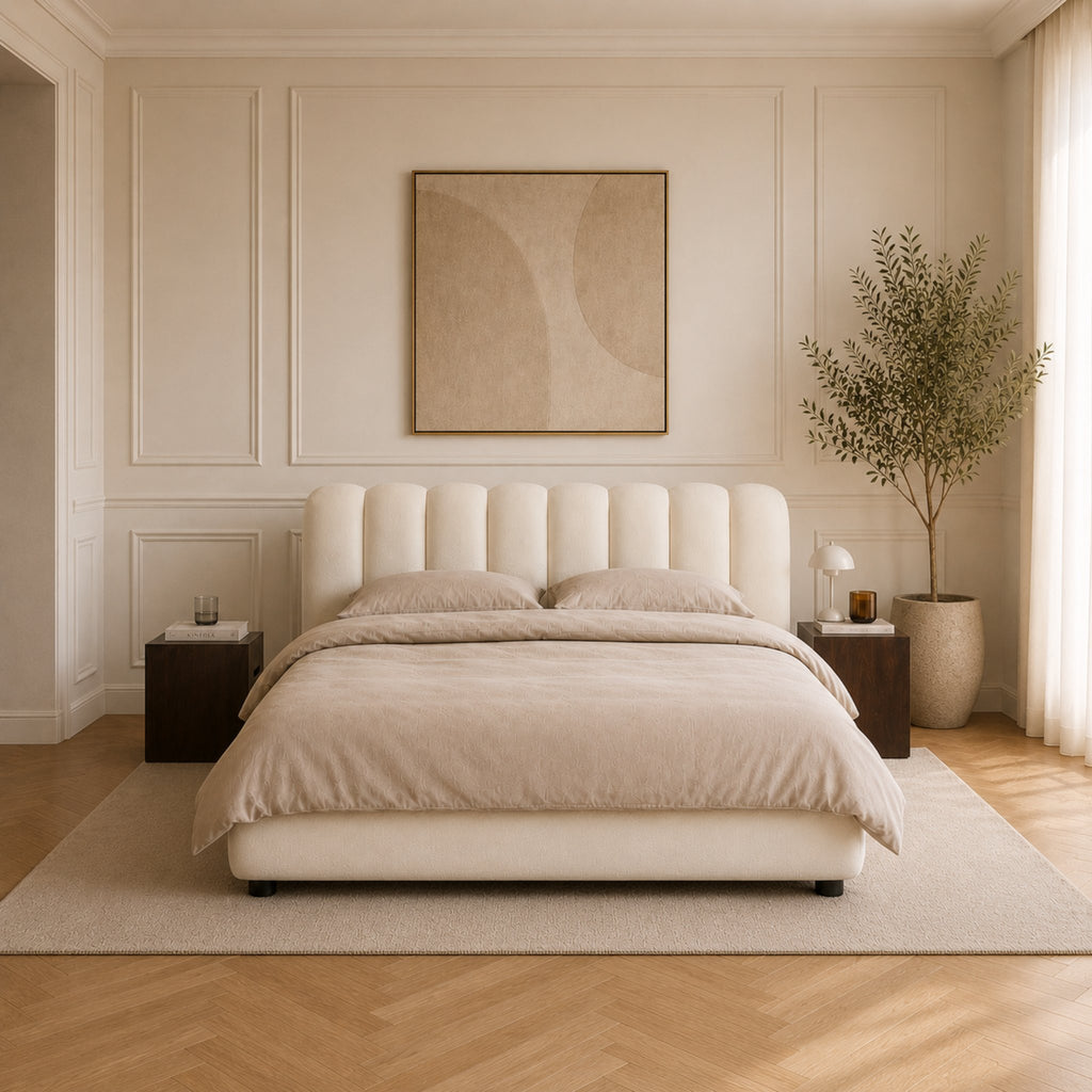 City Frame Bed. Stripe Headboard